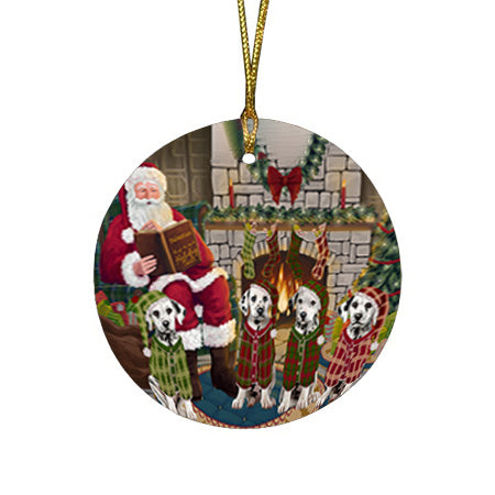 Christmas Cozy Holiday Tails Dalmatians Dog Round Flat Christmas Ornament RFPOR55478
