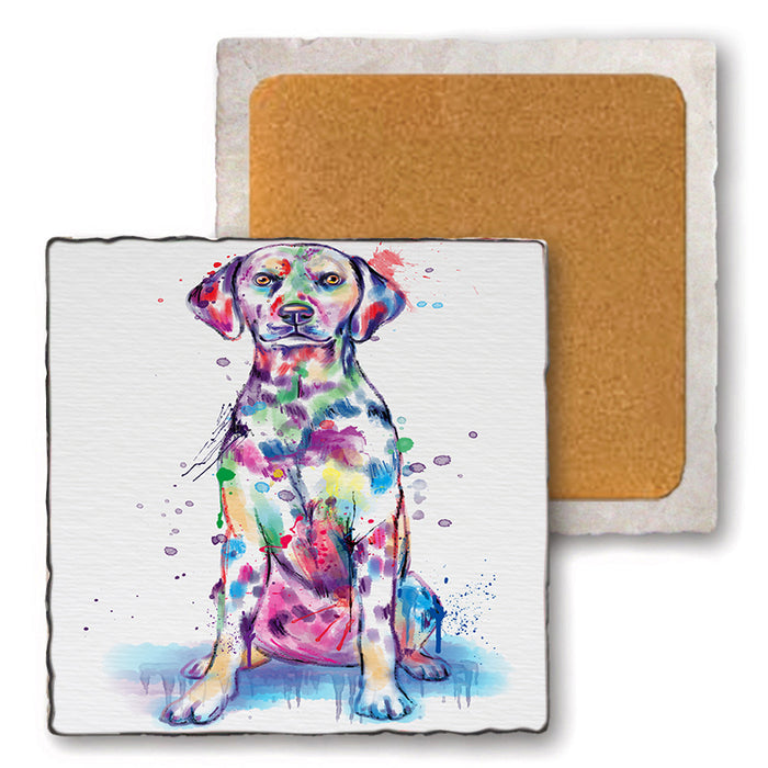 Watercolor Dalmatian Dog Set of 4 Natural Stone Marble Tile Coasters MCST52085