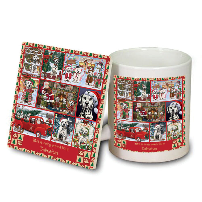 Love is Being Owned Christmas Dalmatian Dogs Mug and Coaster Set MUC57214