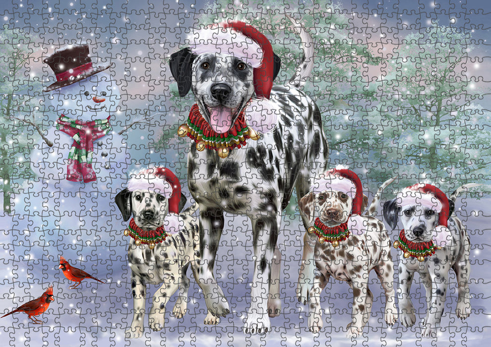 Christmas Running Family Dalmatian Dogs Puzzle with Photo Tin PUZ97296