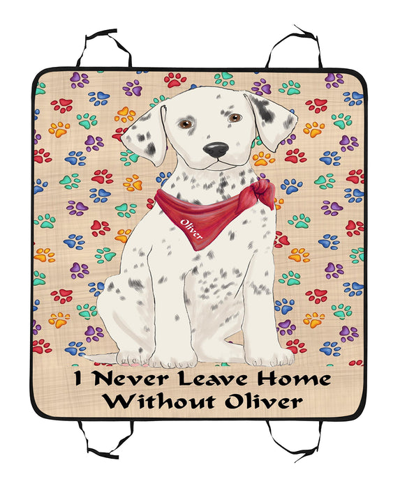 Personalized I Never Leave Home Paw Print Dalmatian Dogs Pet Back Car Seat Cover