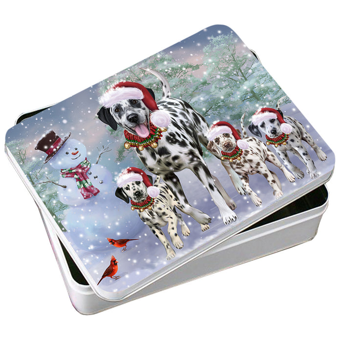 Christmas Running Family Dalmatian Dogs Photo Storage Tin PITN57074