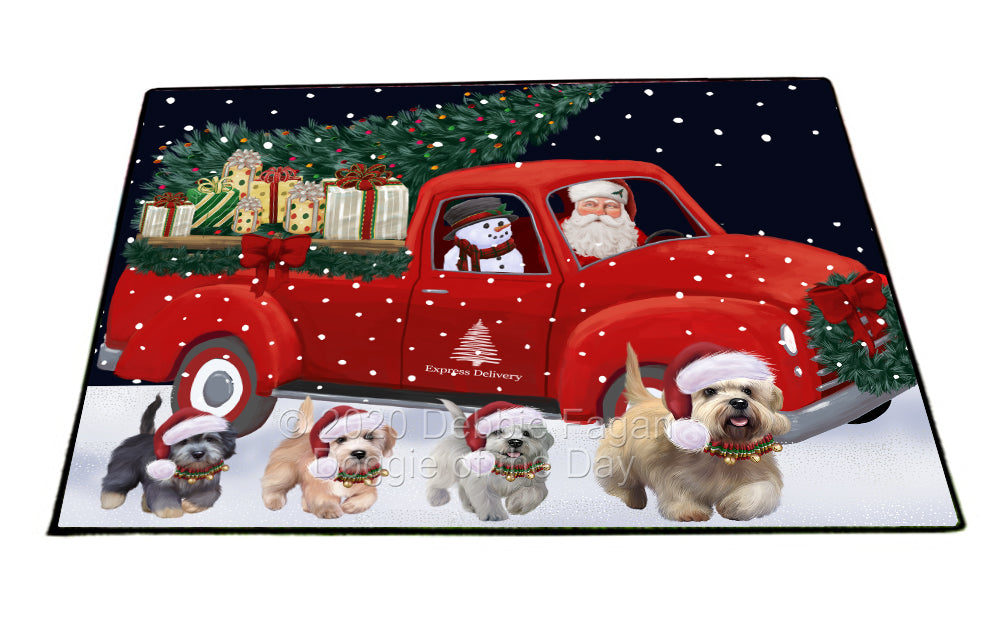 Christmas Express Delivery Red Truck Running Dandie Dinmont Terrier Dogs Indoor/Outdoor Welcome Floormat - Premium Quality Washable Anti-Slip Doormat Rug FLMS56608