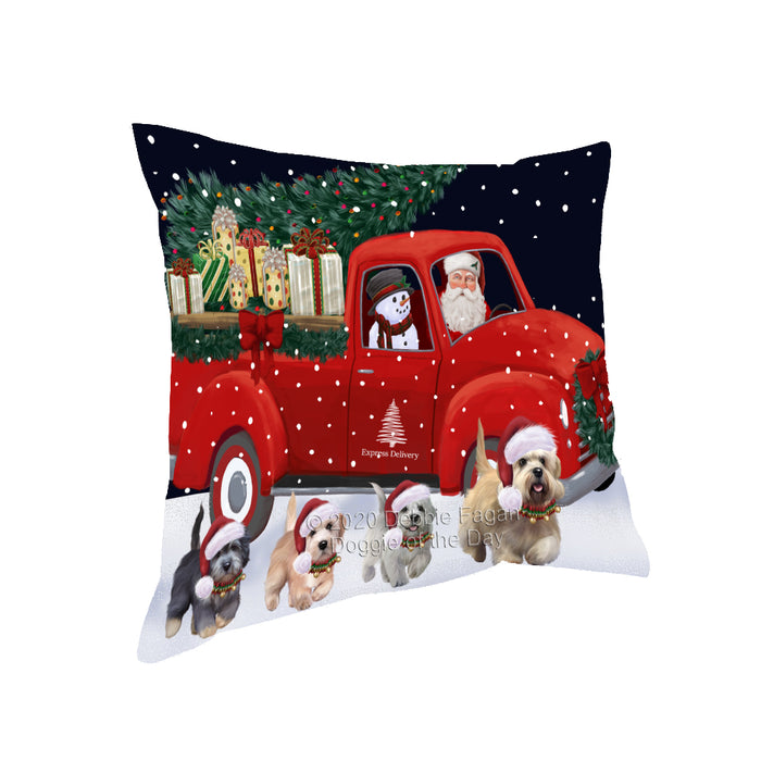 Christmas Express Delivery Red Truck Running Dandie Dinmont Terrier Dogs Pillow PIL86064