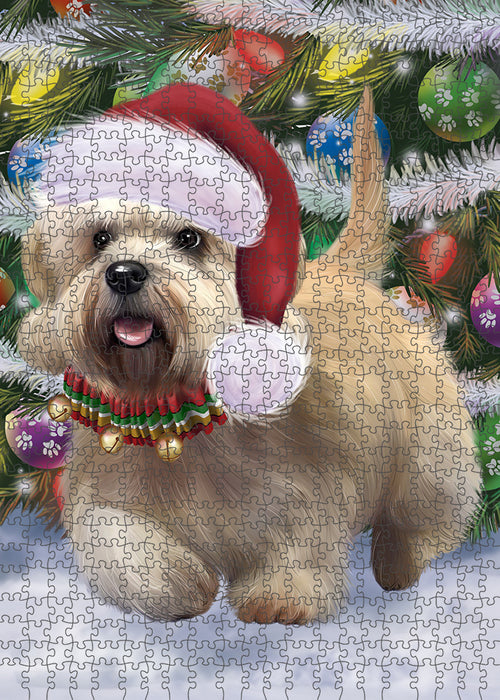 Chistmas Trotting in the Snow Dandie Dinmont Terrier Dog Portrait Jigsaw Puzzle for Adults Animal Interlocking Puzzle Game Unique Gift for Dog Lover's with Metal Tin Box PZL959