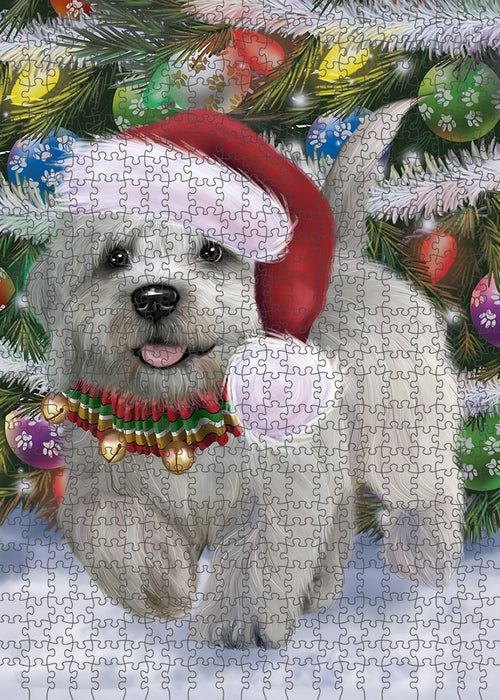 Chistmas Trotting in the Snow Dandie Dinmont Terrier Dog Portrait Jigsaw Puzzle for Adults Animal Interlocking Puzzle Game Unique Gift for Dog Lover's with Metal Tin Box PZL962