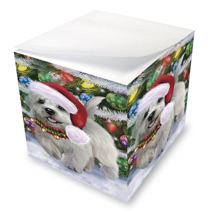Chistmas Trotting in the Snow Dandie Dinmont Terrier Dog Note Cube NOC-DOTD-A57705