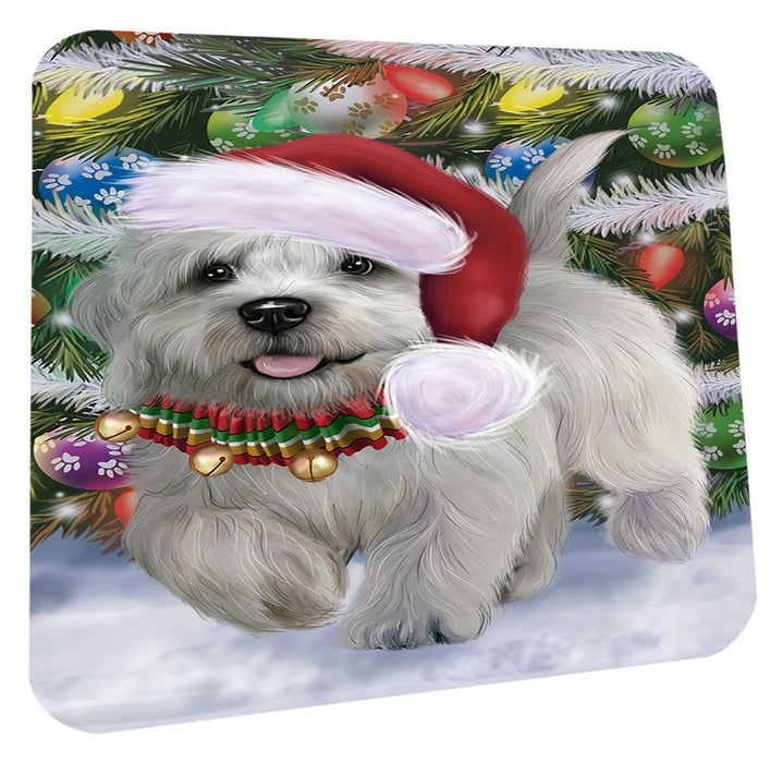 Chistmas Trotting in the Snow Dandie Dinmont Terrier Dog Coasters Set of 4 CSTA58666