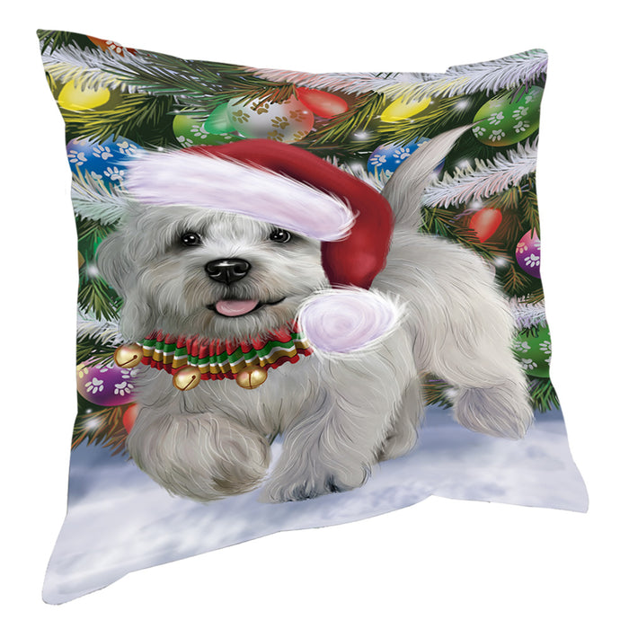 Chistmas Trotting in the Snow Dandie Dinmont Terrier Dog Pillow with Top Quality High-Resolution Images - Ultra Soft Pet Pillows for Sleeping - Reversible & Comfort - Ideal Gift for Dog Lover - Cushion for Sofa Couch Bed - 100% Polyester, PILA93865