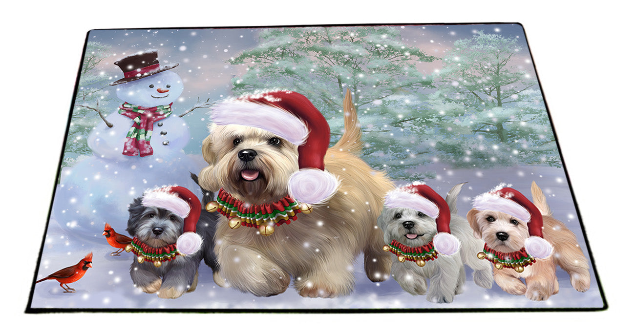 Christmas Running Family Dandie Dinmont Terrier Dogs Floormat FLMS56038
