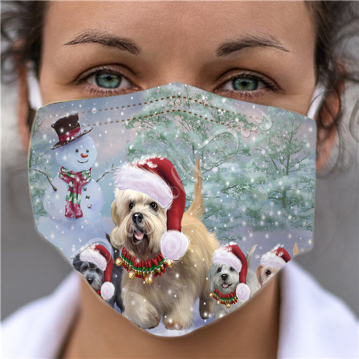 Christmas Running Fammily Dandie Dinmont Terrier Dogs Face Mask FM48715
