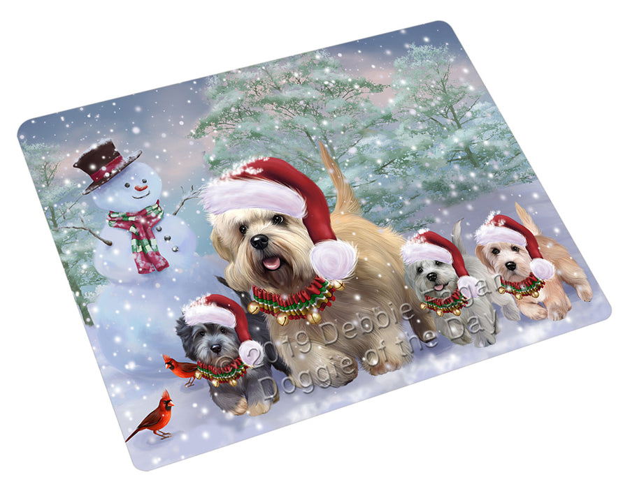 Christmas Running Family Dandie Dinmont Terrier Dogs Cutting Board - For Kitchen - Scratch & Stain Resistant - Designed To Stay In Place - Easy To Clean By Hand - Perfect for Chopping Meats, Vegetables