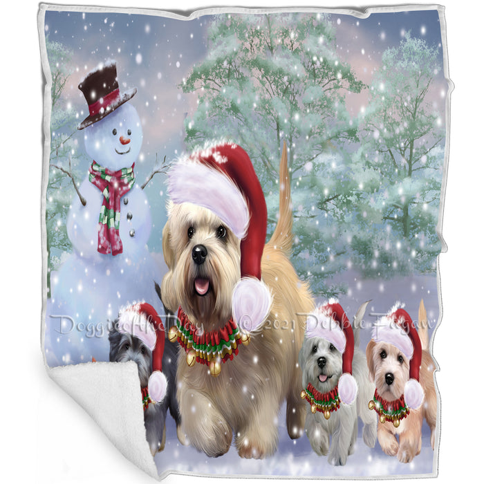 Christmas Running Family Dandie Dinmont Terrier Dogs Blanket BLNKT143417