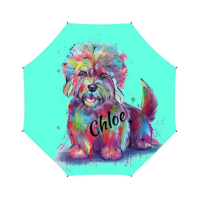Custom Pet Name Personalized Watercolor Dandie Dinmont Terrier DogSemi-Automatic Foldable Umbrella