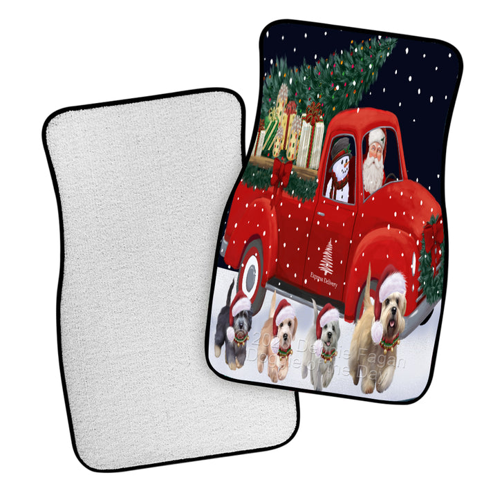 Christmas Express Delivery Red Truck Running Dandie Dinmont Terrier Dogs Polyester Anti-Slip Vehicle Carpet Car Floor Mats  CFM49465
