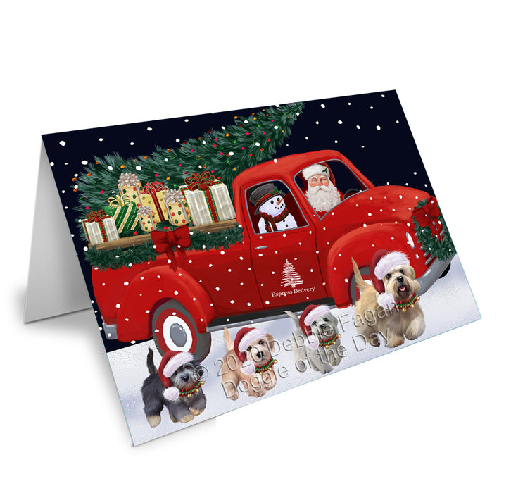 Christmas Express Delivery Red Truck Running Dandie Dinmont Terrier Dogs Handmade Artwork Assorted Pets Greeting Cards and Note Cards with Envelopes for All Occasions and Holiday Seasons GCD75122