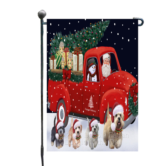 Christmas Express Delivery Red Truck Running Dandie Dinmont Terrier Dogs Garden Flag GFLG66460