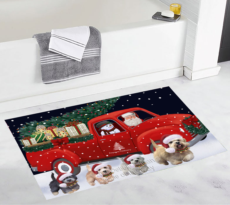 Christmas Express Delivery Red Truck Running Dandie Dinmont Terrier Dogs Bath Mat BRUG53491