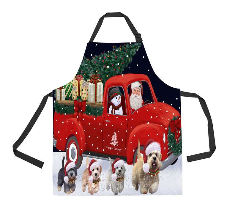 Christmas Express Delivery Red Truck Running Dandie Dinmont Terrier Dogs Apron Apron-48121
