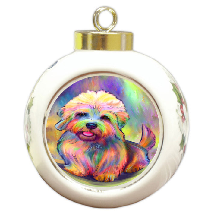Paradise Wave Dandie Dinmont Terrier Dog Round Ball Christmas Ornament RBPOR58724