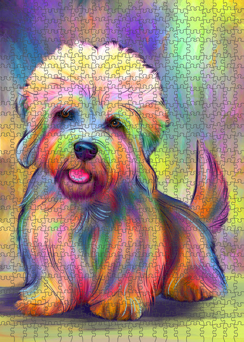 Paradise Wave Dandie Dinmont Terrier Dog Portrait Jigsaw Puzzle for Adults Animal Interlocking Puzzle Game Unique Gift for Dog Lover's with Metal Tin Box