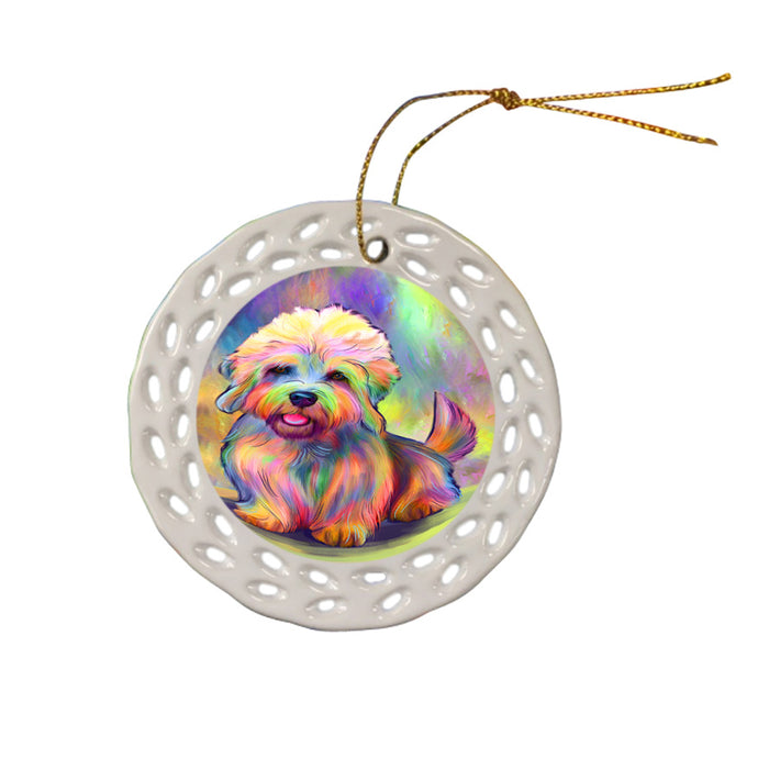 Paradise Wave Dandie Dinmont Terrier Dog Doily Ornament DPOR58391