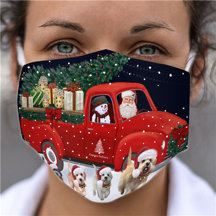 Christmas Express Delivery Red Truck Running Dandie Dinmont Terrier Dogs Face Mask FM49864