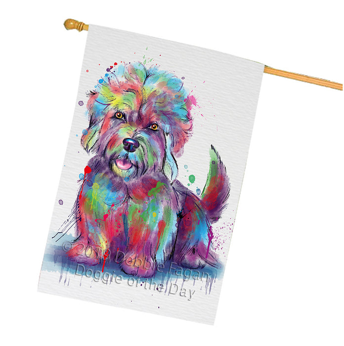 Watercolor Dandie Dinmont Terrier Dog House Flag FLG66418