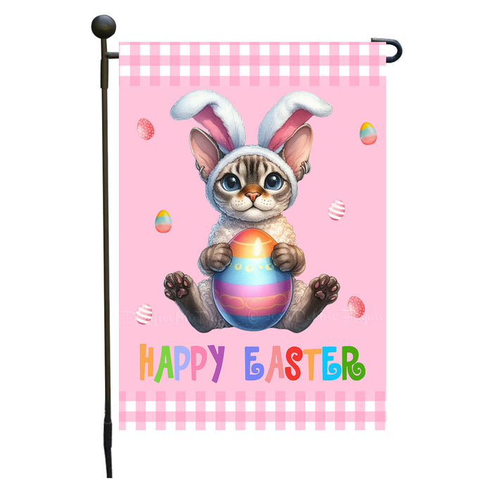 Devon Rex Cat Easter Day Garden Flags for Outdoor Decorations - Double Sided Yard Lawn Easter Festival Decorative Gift - Holiday Cats Flag Decor 12 1/2"w x 18"h