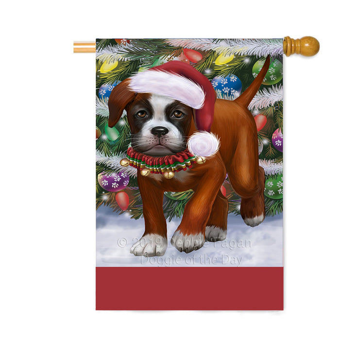 Personalized Trotting in the Snow Deutscher-Boxer Dog Custom House Flag FLG-DOTD-A60774