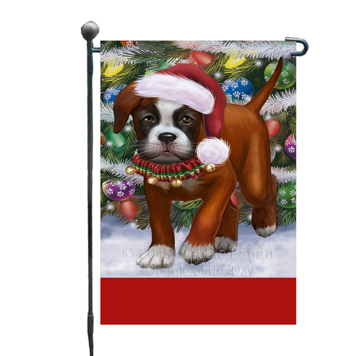 Personalized Trotting in the Snow Deutscher-Boxer Dog Custom Garden Flags GFLG-DOTD-A60718