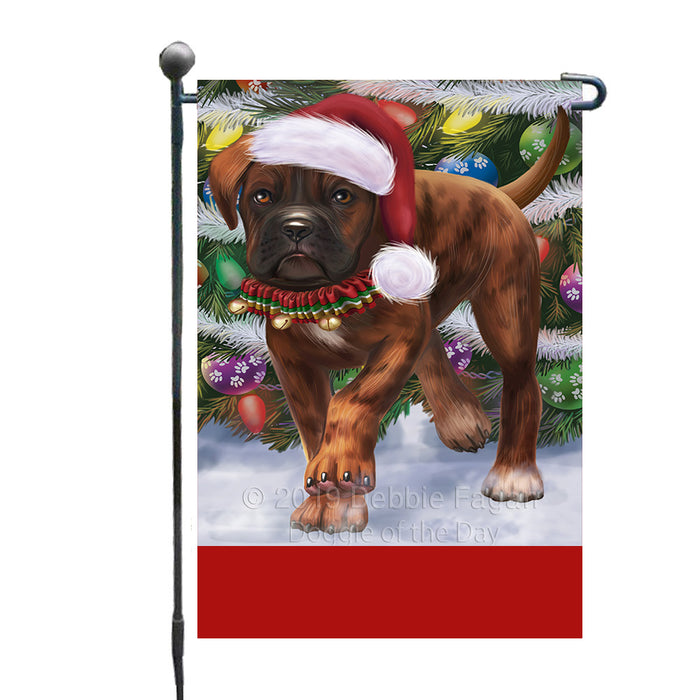 Personalized Trotting in the Snow Deutscher-Boxer Dog Custom Garden Flags GFLG-DOTD-A60719