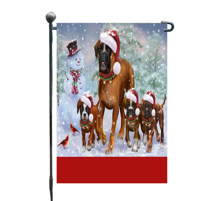 Personalized Christmas Running Family Deutscher Boxer Dogs Custom Garden Flags GFLG-DOTD-A60331