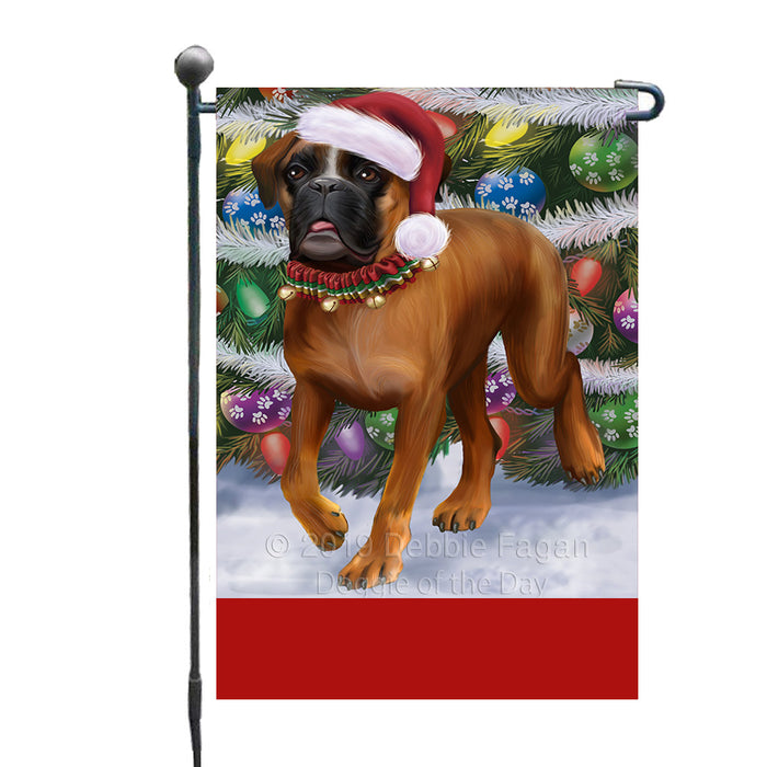 Personalized Trotting in the Snow Deutscher-Boxer Dog Custom Garden Flags GFLG-DOTD-A60720