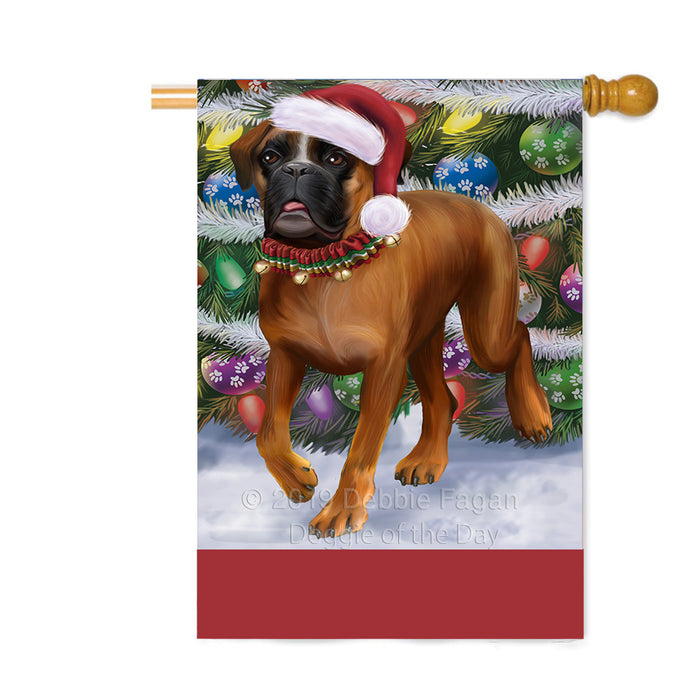 Personalized Trotting in the Snow Deutscher-Boxer Dog Custom House Flag FLG-DOTD-A60776