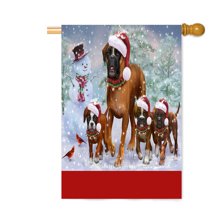 Personalized Christmas Running Family Deutscher Boxer Dogs Custom House Flag FLG-DOTD-A60387