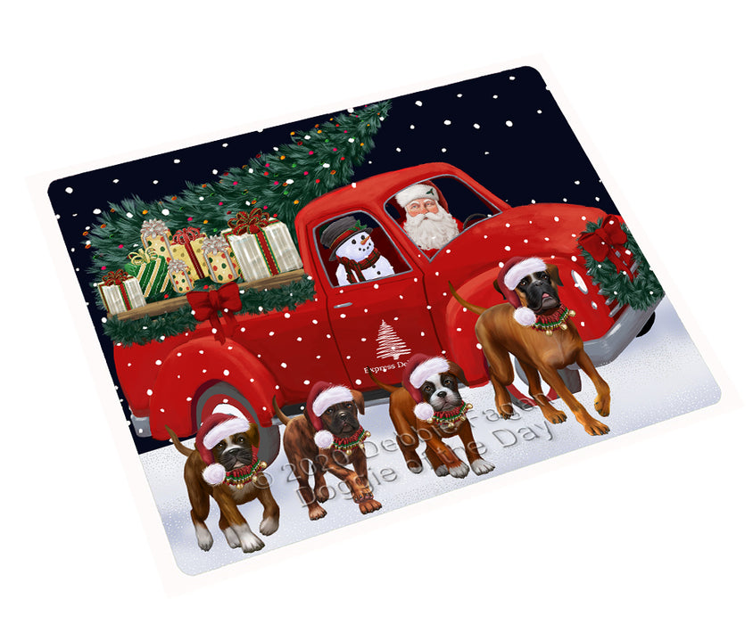 Christmas Express Delivery Red Truck Running Boxer Dogs Cutting Board - Easy Grip Non-Slip Dishwasher Safe Chopping Board Vegetables C77791