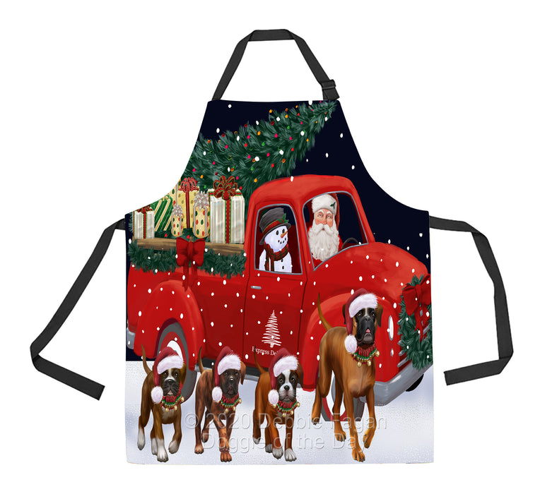 Christmas Express Delivery Red Truck Running Boxer Dogs Apron Apron-48122
