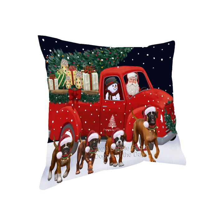 Christmas Express Delivery Red Truck Running Boxer Dogs Pillow PIL86068