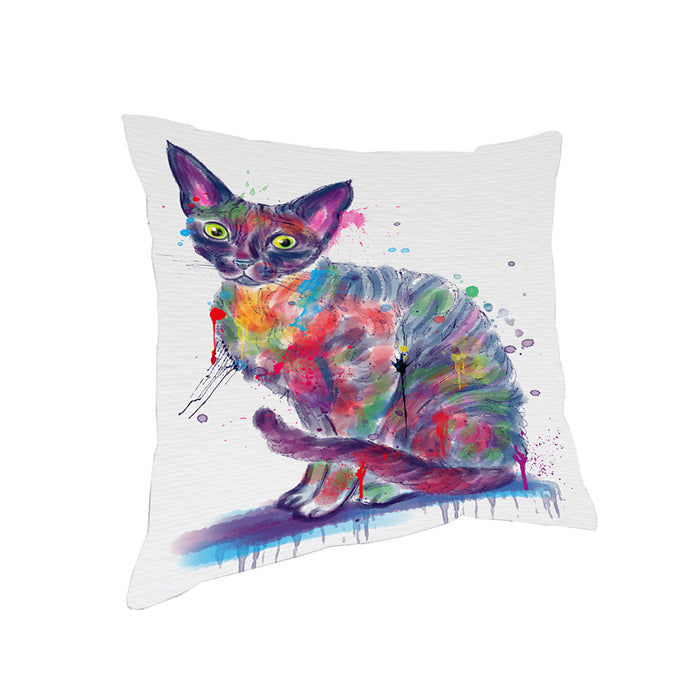 Watercolor Devon Rex Cat Pillow with Top Quality High-Resolution Images - Ultra Soft Pet Pillows for Sleeping - Reversible & Comfort - Ideal Gift for Dog Lover - Cushion for Sofa Couch Bed - 100% Polyester