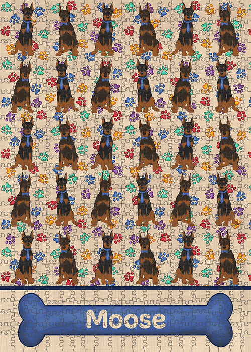 Rainbow Paw Print Doberman Dogs Puzzle with Photo Tin PUZL97728