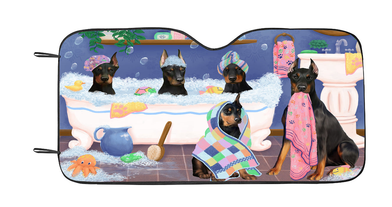 Rub A Dub Dogs In A Tub Doberman Dogs Car Sun Shade