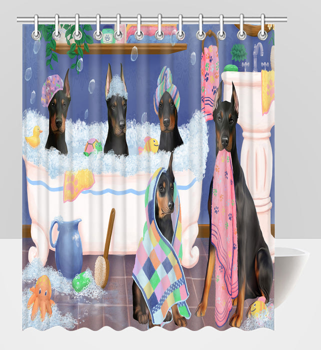 Rub A Dub Dogs In A Tub Doberman Dogs Shower Curtain