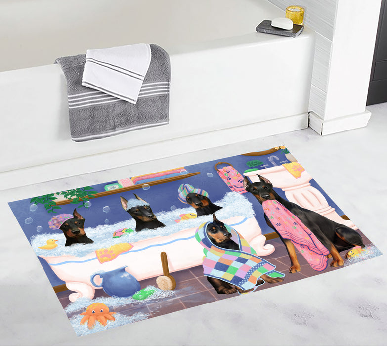 Rub A Dub Dogs In A Tub Doberman Dogs Bath Mat