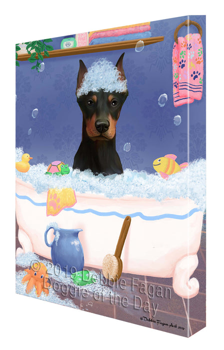 Rub A Dub Dog In A Tub Doberman Dog Canvas Print Wall Art Décor CVS142793
