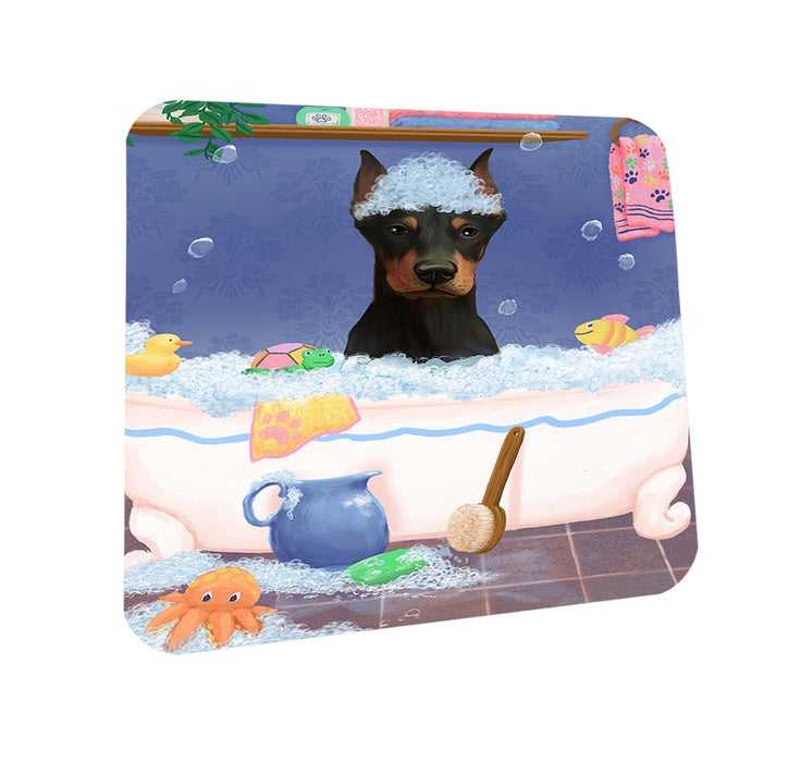 Rub A Dub Dog In A Tub Doberman Dog Coasters Set of 4 CST57323