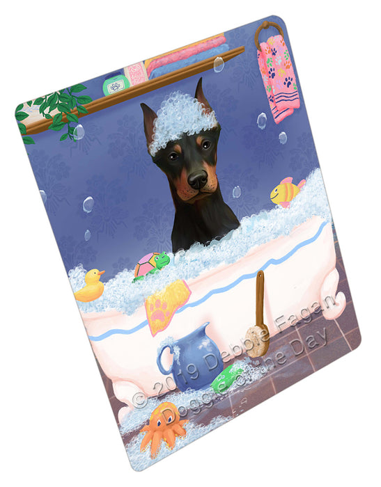 Rub A Dub Dog In A Tub Doberman Dog Cutting Board - For Kitchen - Scratch & Stain Resistant - Designed To Stay In Place - Easy To Clean By Hand - Perfect for Chopping Meats, Vegetables