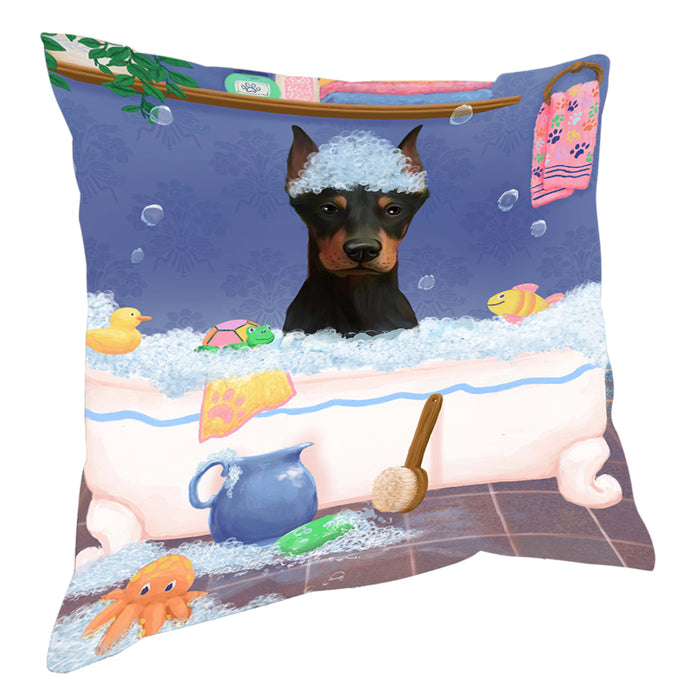 Rub A Dub Dog In A Tub Doberman Dog Pillow with Top Quality High-Resolution Images - Ultra Soft Pet Pillows for Sleeping - Reversible & Comfort - Ideal Gift for Dog Lover - Cushion for Sofa Couch Bed - 100% Polyester