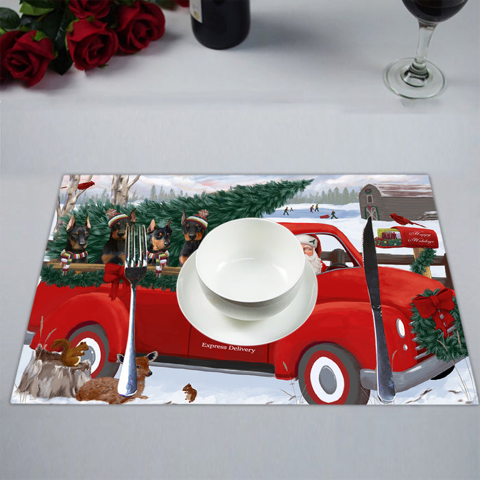 Christmas Santa Express Delivery Red Truck Doberman Dogs Placemat