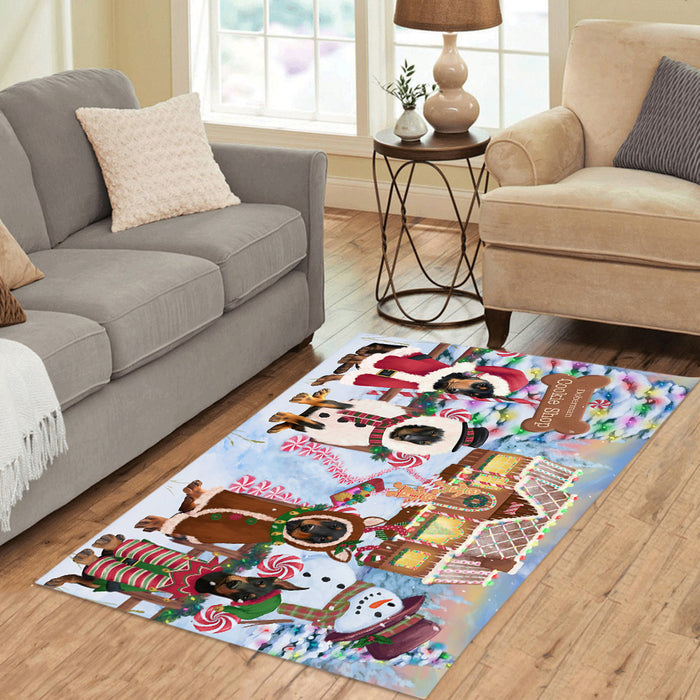 Holiday Gingerbread Cookie Doberman Dogs Area Rug